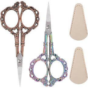 2 PCS Pointed Tip Crochet Scissor, Sewing Embroidery Scissors, Vintage Yarn Scissors for Crocheting, Vintage Pointed Detail Shears, Embroidery Scissor with Cover, Tailor Threading Shears for Crochet in Saudi Arabia