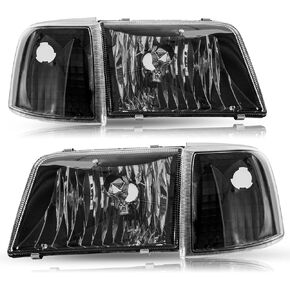 TUSDAR Headlight Assembly （Chrome Housing and Amber Reflector） Set for 1993-1997 Ford Ranger Headlamp Passenger & Driver Side in Saudi Arabia