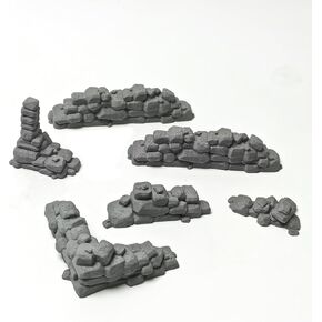 3D Printed Stone Wall Ruins - Modular Terrain Scatter for 28mm-32mm Tabletop Wargaming, D&D RPG Miniature Diorama & Model Building (Grey) in Saudi Arabia