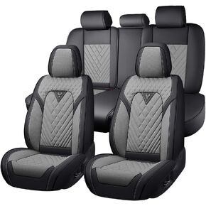 Car Seat Covers Front Seats for Nissan Pathfinder 2000-2026, Waterproof Nappa Leather Car Seat Cover with Memory Foam, Full Coverage&360° Protection Car Seat Covers Sets (2 Seat,Black&Gray) in Saudi Arabia