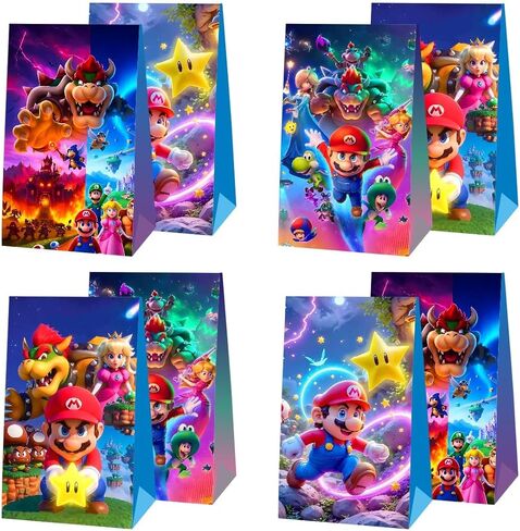 OUDMAY 12Pcs Mario Galaxy Movie Party Gift Bags Goodie Bags for Mario Galaxy Movie Themed Birthday Decorations Party Supplies in Saudi Arabia