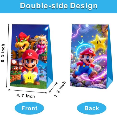 OUDMAY 12Pcs Mario Galaxy Movie Party Gift Bags Goodie Bags for Mario Galaxy Movie Themed Birthday Decorations Party Supplies in Saudi Arabia