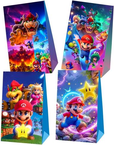 OUDMAY 12Pcs Mario Galaxy Movie Party Gift Bags Goodie Bags for Mario Galaxy Movie Themed Birthday Decorations Party Supplies in Saudi Arabia