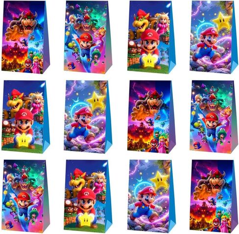 OUDMAY 12Pcs Mario Galaxy Movie Party Gift Bags Goodie Bags for Mario Galaxy Movie Themed Birthday Decorations Party Supplies in Saudi Arabia