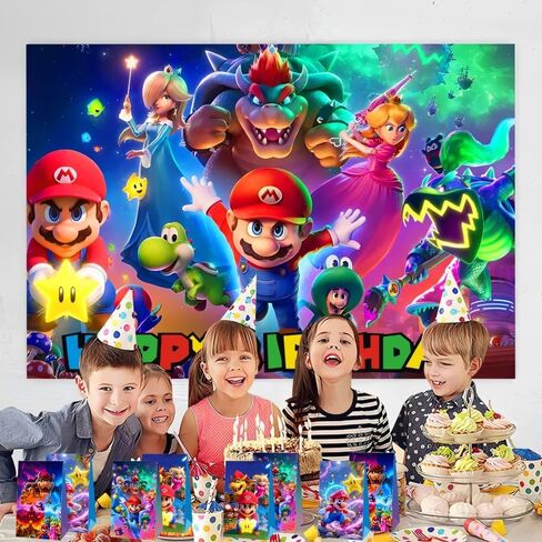 OUDMAY 12Pcs Mario Galaxy Movie Party Gift Bags Goodie Bags for Mario Galaxy Movie Themed Birthday Decorations Party Supplies in Saudi Arabia