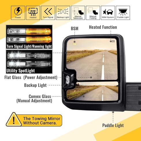 Driver Side Towing Mirror for 2020-2025 Chevy Silverado/GMC Sierra 2500HD 3500HD Left Side Replacement Mirrors with Black Cover, Manual Folding & Telescoping, No Camera, Not for 1500 in Saudi Arabia