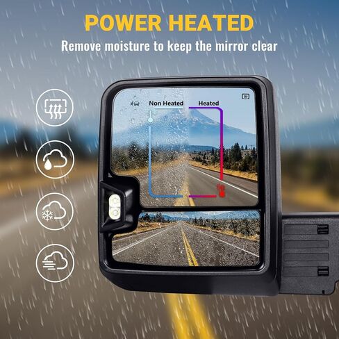 Driver Side Towing Mirror for 2020-2025 Chevy Silverado/GMC Sierra 2500HD 3500HD Left Side Replacement Mirrors with Black Cover, Manual Folding & Telescoping, No Camera, Not for 1500 in Saudi Arabia