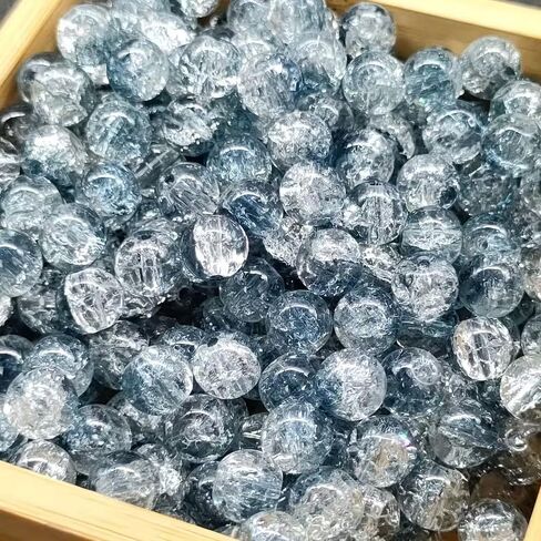 100Pcs 8mm Cracked Round Glass Explosion Beads - Northern Lights Blue Aurora Borealis Multicolor Iridescent Beads for DIY Jewelry Making, Bracelets Necklaces Earrings Handmade Craft Supplies in Kuwait