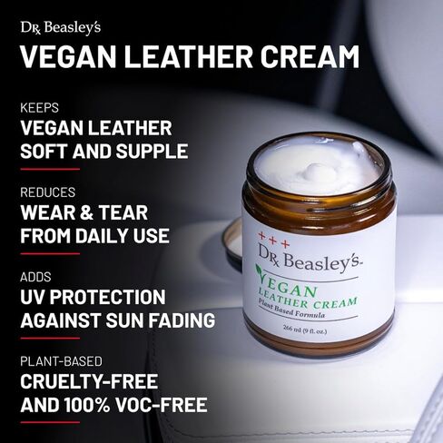 Dr. Beasley's Vegan Leather Cream 9 oz - Gentle Plant Based Formula, Conditions, Softens, UV Protection, Promotes Durability & Longer Life in Kuwait