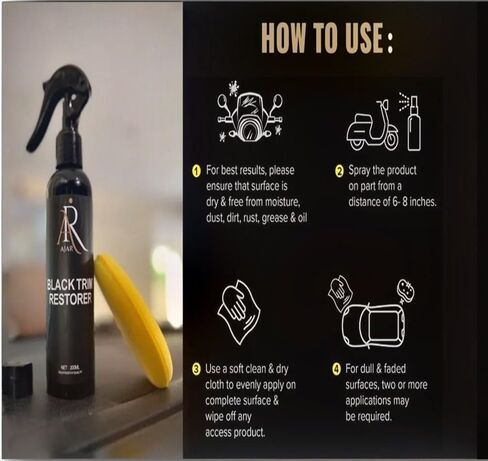 Black Trim Restorer for Cars, Plastic & Rubber Restorer Spray, Long Lasting UV Protection, Works on Bumpers, Mirrors, Tires, Lasts 8+ Months 6.7 Fl Oz in Kuwait