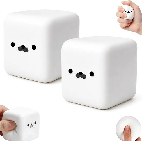 2pcs Tofu Seal Squishy, White Cube Stress Toy, Soft Squeeze Fidget Block, Slow Rise Texture for Anxiety Relief & Relaxation in Kuwait