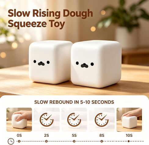 2pcs Tofu Seal Squishy, White Cube Stress Toy, Soft Squeeze Fidget Block, Slow Rise Texture for Anxiety Relief & Relaxation in Kuwait