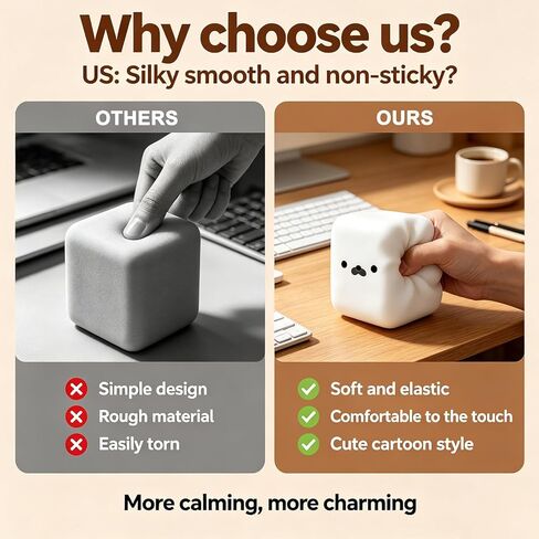 2pcs Tofu Seal Squishy, White Cube Stress Toy, Soft Squeeze Fidget Block, Slow Rise Texture for Anxiety Relief & Relaxation in Kuwait
