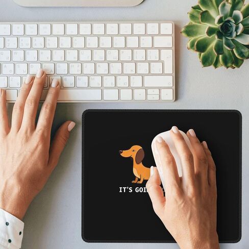 Dachshund Mouse Pad Desk Mat Cute Wiener Weenie Sausage Hot Dog Non-Slip Rubber Base Stitched Edges It's Going to Be Long Day Quote Gift for Women Office Desk Accessories in Saudi Arabia