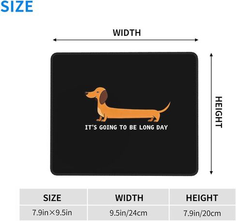 Dachshund Mouse Pad Desk Mat Cute Wiener Weenie Sausage Hot Dog Non-Slip Rubber Base Stitched Edges It's Going to Be Long Day Quote Gift for Women Office Desk Accessories in Saudi Arabia