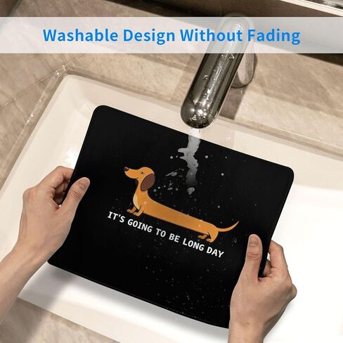 Dachshund Mouse Pad Desk Mat Cute Wiener Weenie Sausage Hot Dog Non-Slip Rubber Base Stitched Edges It's Going to Be Long Day Quote Gift for Women Office Desk Accessories in Saudi Arabia