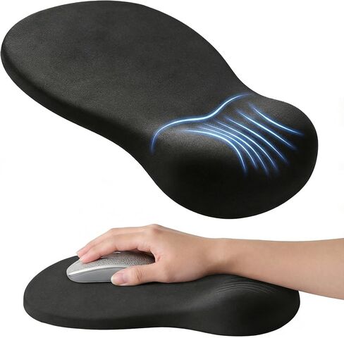 Ergonomic Mouse Pad with Wrist Rest, Memory Foam Wrist Support Mousepad with Non-Slip PU Base, Pain Relief Mouse Pads for Office Gaming & Home (Black) in Saudi Arabia