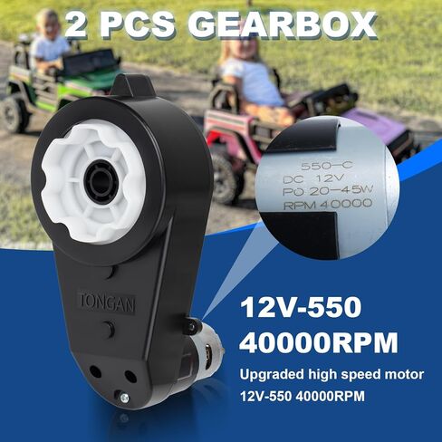 2Pcs 12V Motor Gearbox RS550 40000RPM High-Speed for Power Wheels Kids Ride on Car Motor Upgrade 12 Volt Ride-On Toys Replacement Parts with Drive Engines for Kids Cars, Motorcycles in Saudi Arabia