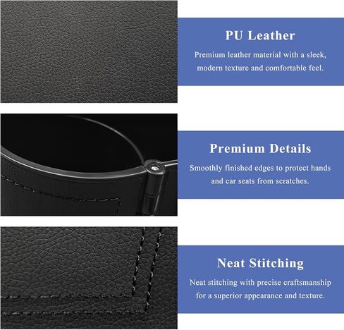Car Seat Gap Filler Organizer, Auto Leather Seat Organizer with Adjustable Cup Holder, Multifunctional Side Insert Center Console Storage Box for Phone Drink Sunglasses (Black) in Kuwait