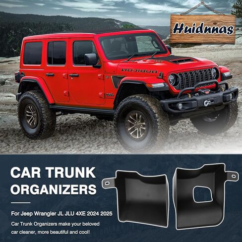 Rear Cargo Side Trunk Storage Box Tray Fit for Jeep Wrangler JL JLU 4XE 2024 2025 2026 Trunk Storage Tray Organizers Cargo Organizer 4 Doors Black 2PCS in Kuwait