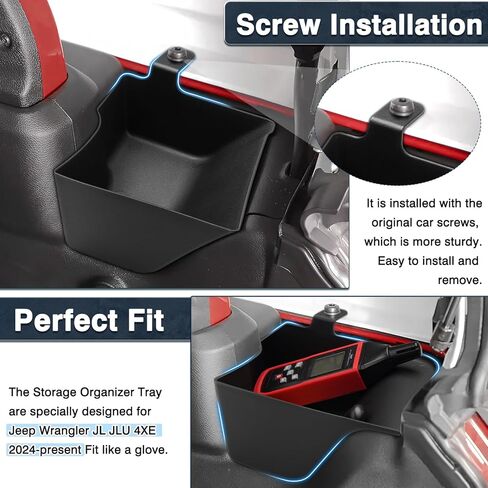 Rear Cargo Side Trunk Storage Box Tray Fit for Jeep Wrangler JL JLU 4XE 2024 2025 2026 Trunk Storage Tray Organizers Cargo Organizer 4 Doors Black 2PCS in Kuwait