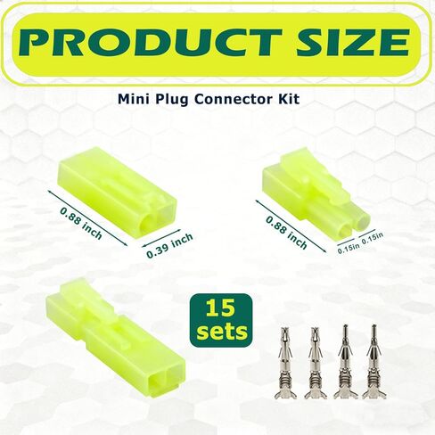 15 Pairs Male Female Green Mini Plug Connector Kit, Male & Female with Crimp Terminals for RC Cars, RC Boats, RC Planes and DIY Cables in Saudi Arabia