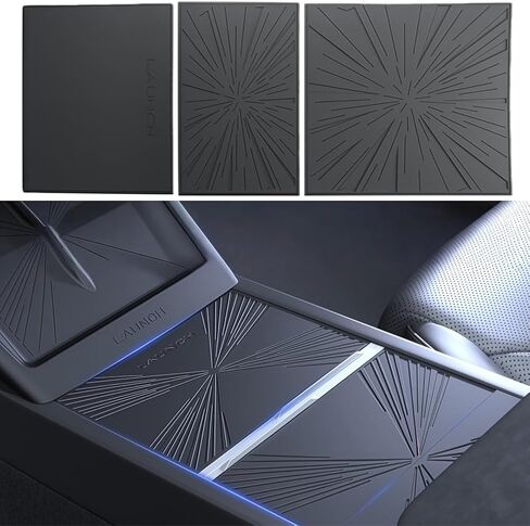 3PCS Center Console Wrap for Tesla Model Y Juniper 2025 2026 and Model 3 Highland 2024 2025 Silicone Anti Slip Pad Protector Mats Liner Panel Stickers (Black) in Saudi Arabia