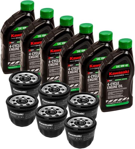 Kawasaki 6PK Genuine OEM 10W40 4-Cycle K-Tech Oil 99969-6296 & 49065-7007 Filter in Kuwait
