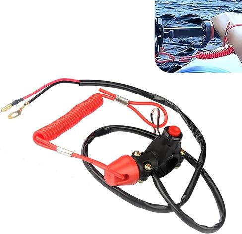 1 PC Motorcycle Kill Switch with Tether Lanyard, 7/8" 22mm Universal Handlebar 2 Wires Double Kill Stop Switch for 50cc 70cc 90cc 110cc 125cc 150cc 200cc 250cc ATV Dirt Bike Motocross (Black) in Saudi Arabia