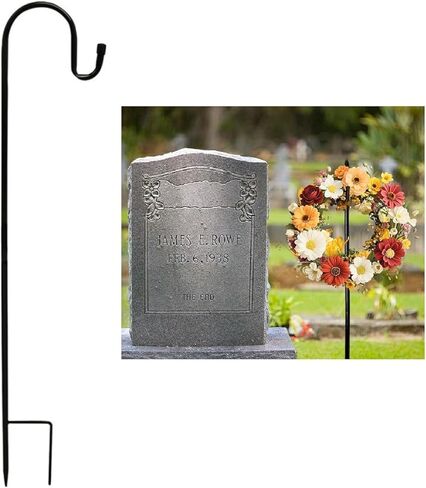 Christmas Wreath Stand for Cemetery In Ground, Wreath Hanger for Display Funeral, Reef stand for Gravesite,Heavy Duty Grave Marker Garland Hook in Grave Yard, Headstone Flower Holder for Xmas (2 Pcs) in Saudi Arabia