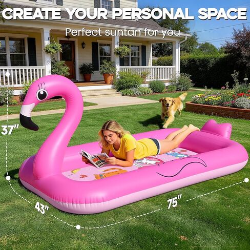 FluSing Splash Pad for Toddlers, Flamingo Splash Pad Sprinkler for Kid, Thicken Sprinkler for Kids Outdoor Water Toy Play Mat, Inflatable Splash Pad for Kids, Backyard Summer Toddler Sprinkler Pool in Saudi Arabia