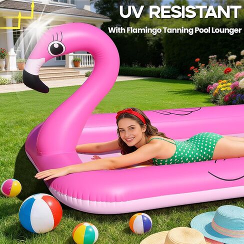FluSing Splash Pad for Toddlers, Flamingo Splash Pad Sprinkler for Kid, Thicken Sprinkler for Kids Outdoor Water Toy Play Mat, Inflatable Splash Pad for Kids, Backyard Summer Toddler Sprinkler Pool in Saudi Arabia