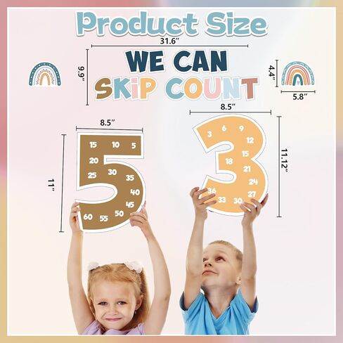 Qyeahkj Multiples Jumbo Numbers Bulletin Board Skip Counting Multiplication Chart Posters from 1-12, Math Posters for Wall Decor ((Boho) in Kuwait