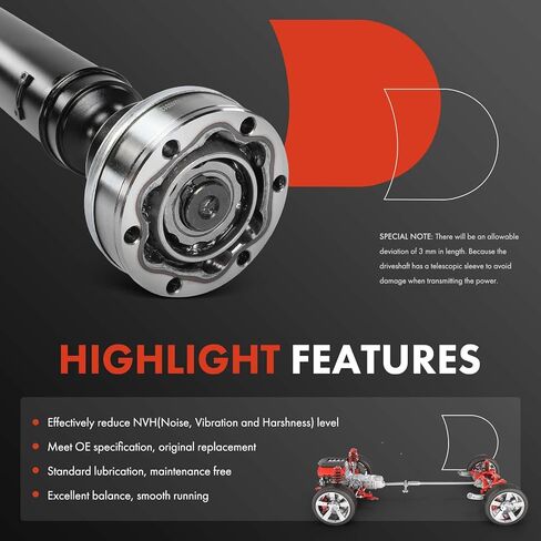 A-Premium Rear Drive Shaft Driveshaft Assembly Compatible with Audi A8 Quattro L 2001 2002 2003 4.2L, Automatic Transmission, Sticker No. 4D4 521 101C, Replace# 4D4521101C, Complete Prop Shaft in Kuwait