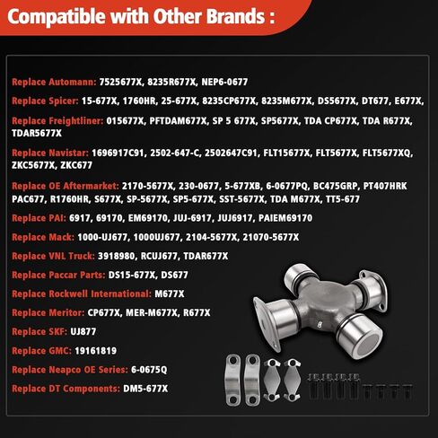 Universal Joint Kit for 1760 Series (HR Style), 1.938 inch Bearing Cap & 7 inch Plate Heavy Duty U-Joint, Replaces 5-677X, 5677X, M677X HD5677X, 7525677X, 877 in Saudi Arabia