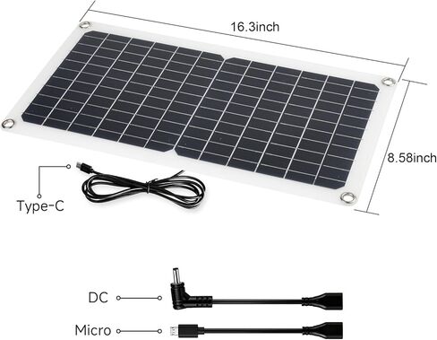 15W 5V Solar Panel 2pack, Flexible & Waterproof USB C Solar Charger with Micro-USB/Lightning‌ Port, 4-Core Cable & No Reverse Current for Camping, Outdoor Camera, Fan, Water Pump in Saudi Arabia