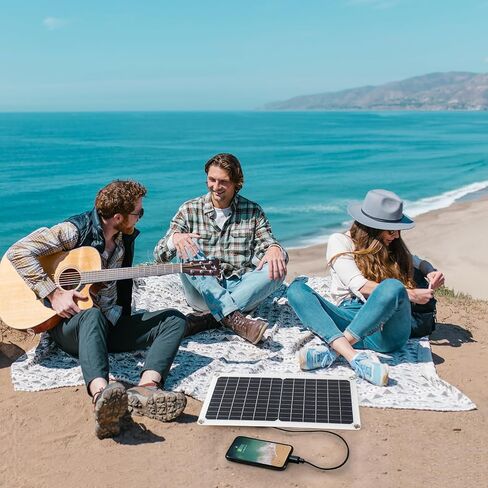15W 5V Solar Panel 2pack, Flexible & Waterproof USB C Solar Charger with Micro-USB/Lightning‌ Port, 4-Core Cable & No Reverse Current for Camping, Outdoor Camera, Fan, Water Pump in Saudi Arabia