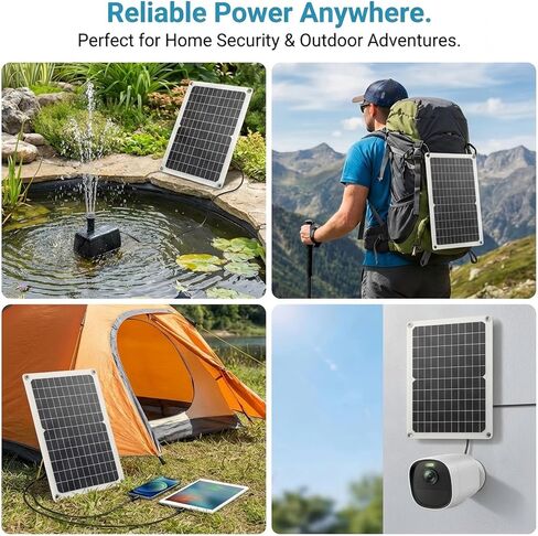 15W 5V Solar Panel 2pack, Flexible & Waterproof USB C Solar Charger with Micro-USB/Lightning‌ Port, 4-Core Cable & No Reverse Current for Camping, Outdoor Camera, Fan, Water Pump in Saudi Arabia