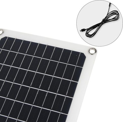 15W 5V Solar Panel 2pack, Flexible & Waterproof USB C Solar Charger with Micro-USB/Lightning‌ Port, 4-Core Cable & No Reverse Current for Camping, Outdoor Camera, Fan, Water Pump in Saudi Arabia