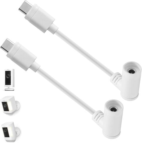Tonton 2-Pack Barrel Plug to USB-C محول للوحة الشمسية الدائرية، DC أنثى إلى USB-C ذكر، متوافق مع Stick Up Cam Pro وSpotlight Cam Plus/Pro، أبيض in Kuwait
