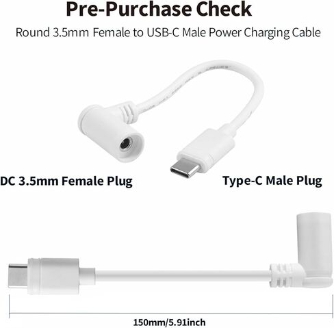 Tonton 2-Pack Barrel Plug to USB-C محول للوحة الشمسية الدائرية، DC أنثى إلى USB-C ذكر، متوافق مع Stick Up Cam Pro وSpotlight Cam Plus/Pro، أبيض in Kuwait