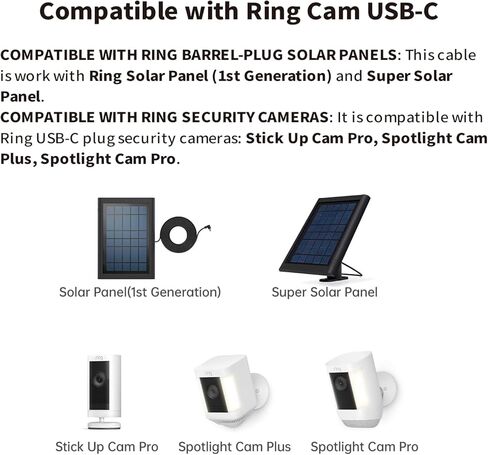 Tonton 2-Pack Barrel Plug to USB-C محول للوحة الشمسية الدائرية، DC أنثى إلى USB-C ذكر، متوافق مع Stick Up Cam Pro وSpotlight Cam Plus/Pro، أبيض in Kuwait