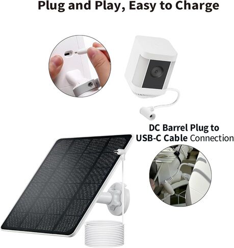 Tonton 2-Pack Barrel Plug to USB-C محول للوحة الشمسية الدائرية، DC أنثى إلى USB-C ذكر، متوافق مع Stick Up Cam Pro وSpotlight Cam Plus/Pro، أبيض in Kuwait