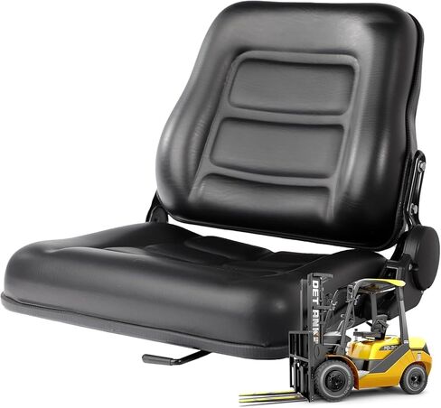 Universal Forklift Seat with Precision Pre-Drilled Multi-Hole Base (9"/11"/11.8") -Heavy Duty Waterproof PVC Replacement Seat - 6" Sliding Adjustment & 120° Recline for Tractors, Forklift in Saudi Arabia