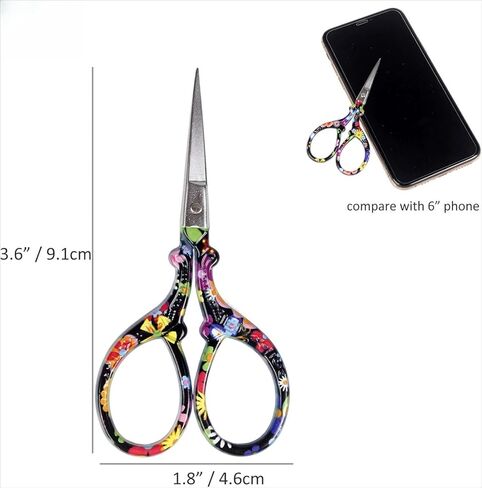 Sharp Craft Scissors Sewing Embroidery Threading Scissors with Leather Cover for Needlework Art Manual Handicraft DIY Tool (Colorful) in Kuwait