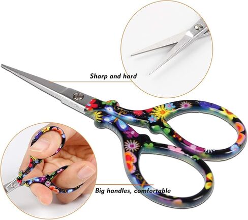 Sharp Craft Scissors Sewing Embroidery Threading Scissors with Leather Cover for Needlework Art Manual Handicraft DIY Tool (Colorful) in Kuwait