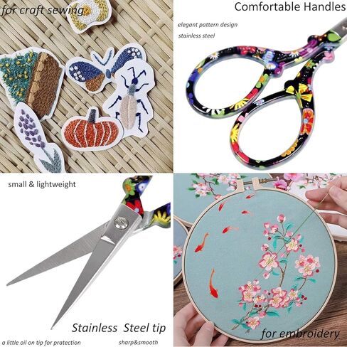 Sharp Craft Scissors Sewing Embroidery Threading Scissors with Leather Cover for Needlework Art Manual Handicraft DIY Tool (Colorful) in Kuwait
