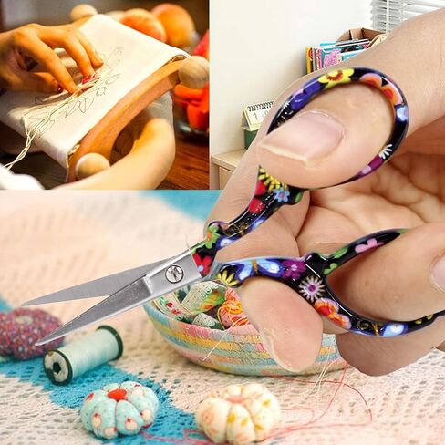 Sharp Craft Scissors Sewing Embroidery Threading Scissors with Leather Cover for Needlework Art Manual Handicraft DIY Tool (Colorful) in Kuwait