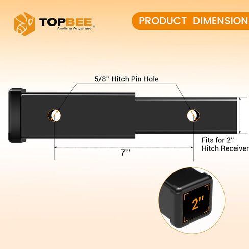 Trailer Hitch Reducer & Extender, 2.5" to 2" Conversion, 7" Extension, 5/8" Hitch Pin Kit, Rust-Proof and Corrosion-Resistant in Saudi Arabia