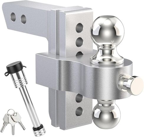 Adjustable Trailer Hitch, Drop Hitch Fits 2 Inch Receiver, (2" x 2-5/16") Dual Ball Mount Aluminum Tow Hitches, 6'' Drop/Rise - 12,500 LBS GTW for Trucks, RV, Camper etc in Saudi Arabia
